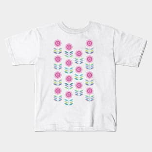 Folk Art Flowers Pattern Scandinavian Folk Art Kids T-Shirt